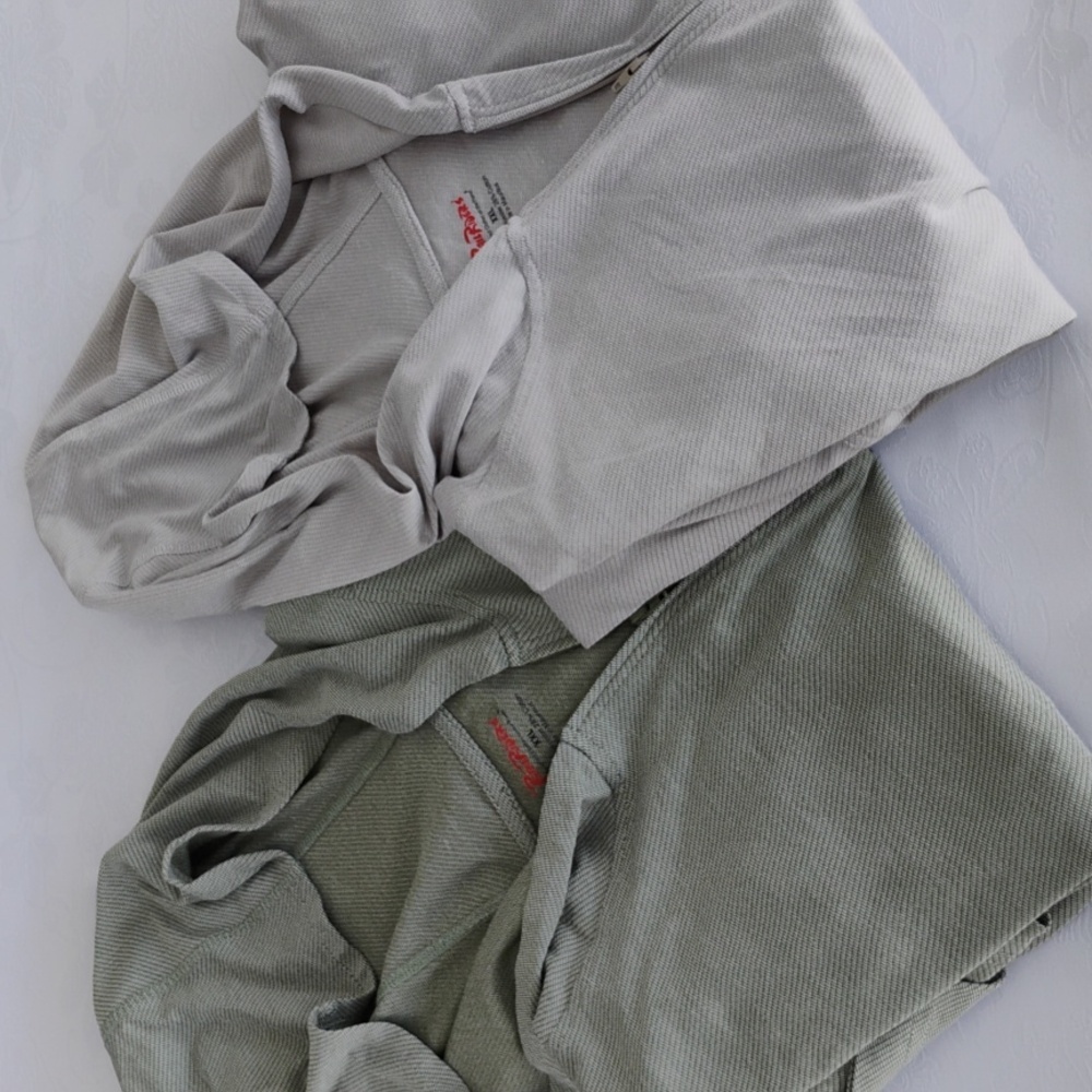 2 RailRiders Quarter Zip Hoodie with Zip Pockets - Light Green and Tan XXL